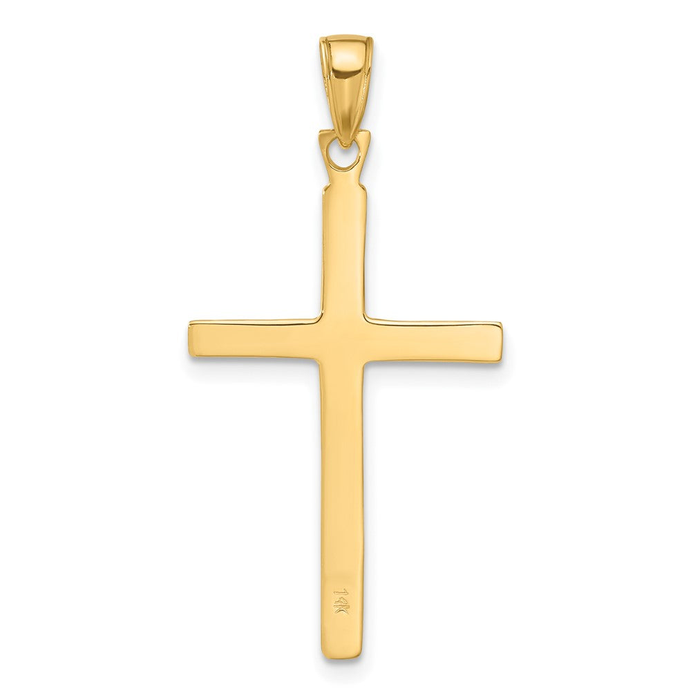 14K Gelbgold Stabkreuz-Anhänger mit Satin-Finish-Akzenten