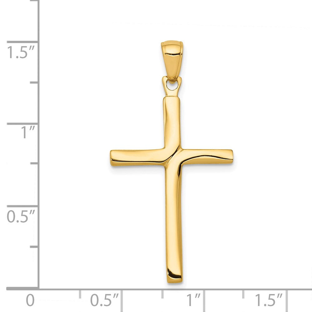 14K Gelbgold Stabkreuz-Anhänger mit Satin-Finish-Akzenten