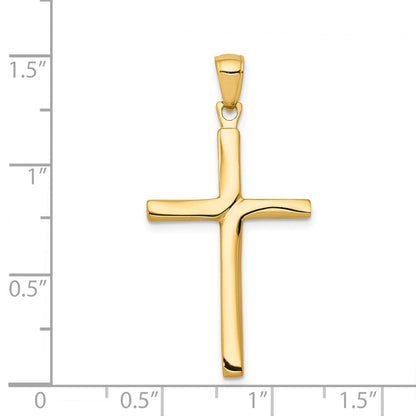 14K Gelbgold Stabkreuz-Anhänger mit Satin-Finish-Akzenten
