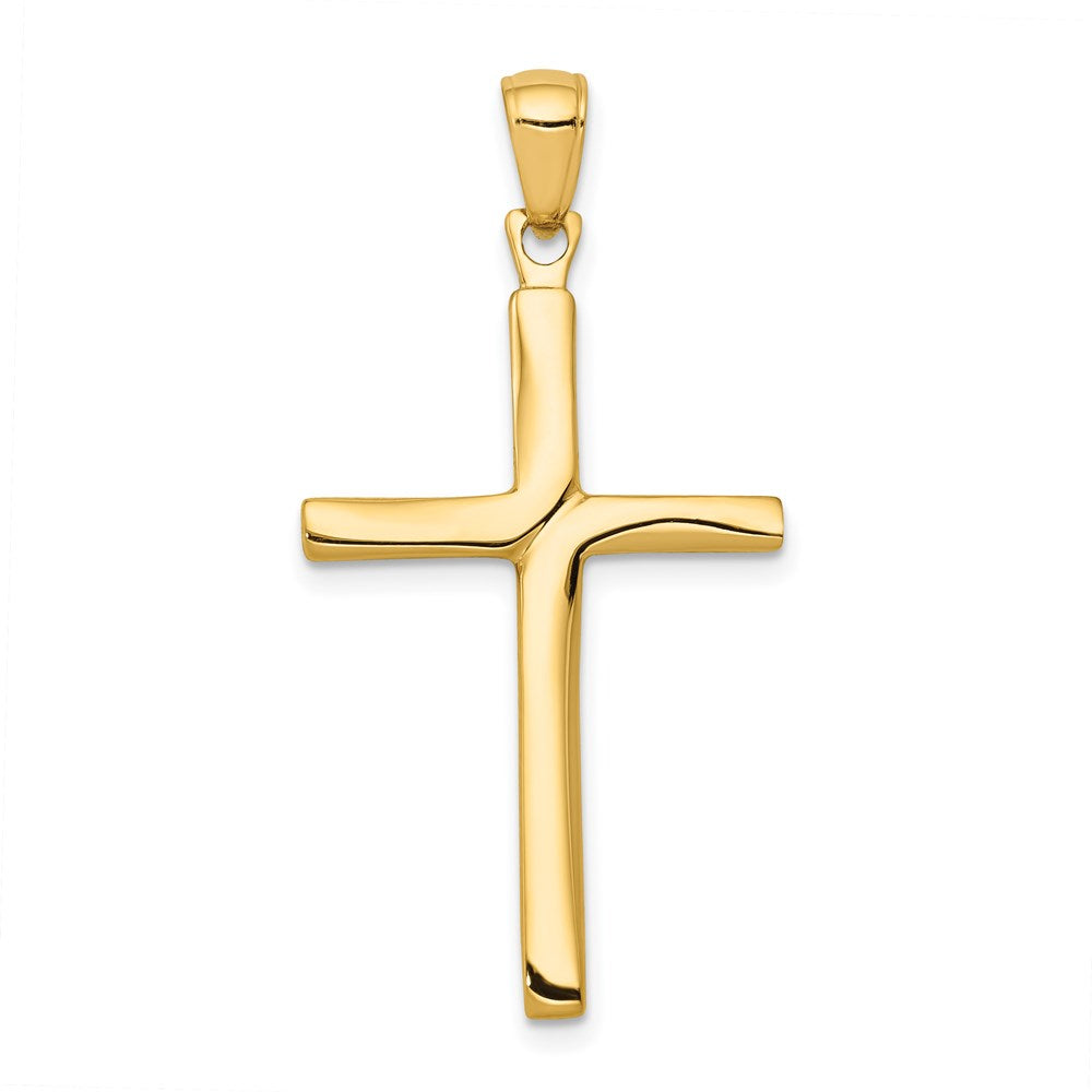 14K Gelbgold Stabkreuz-Anhänger mit Satin-Finish-Akzenten