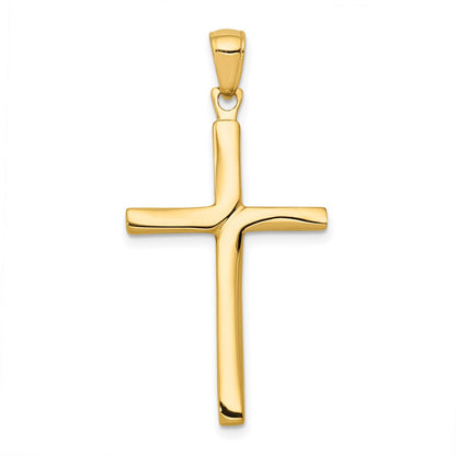14K Gelbgold Stabkreuz-Anhänger mit Satin-Finish-Akzenten