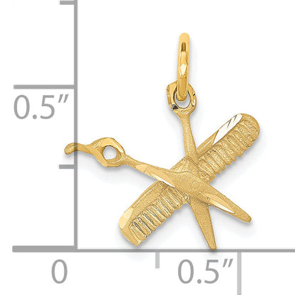 14K Gelbgold Comb und Scissors Charm