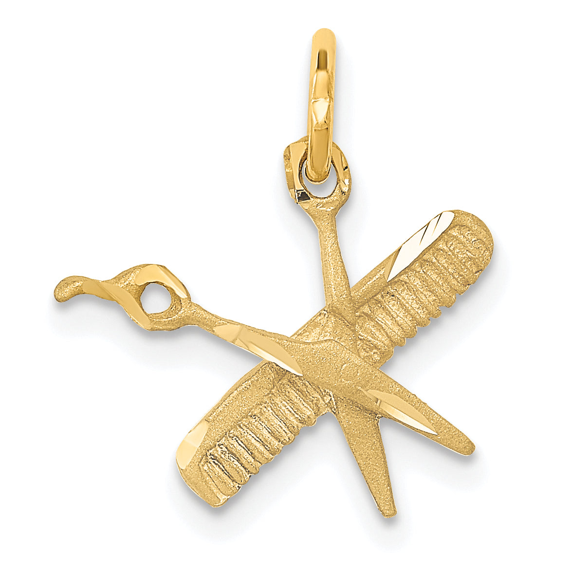 14K Gelbgold Comb und Scissors Charm