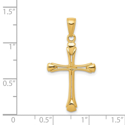 14K Gelbgold Kreuz mit Dreieck Tips Anhänger