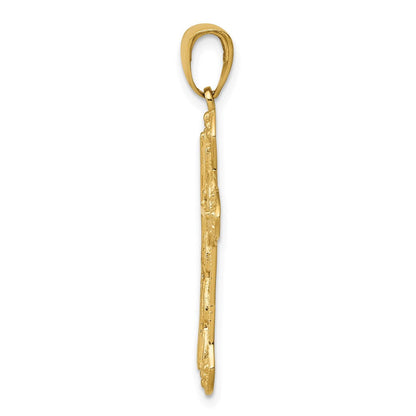 14K Gelbgold Kreuzanhänger, ausgefallenes Design