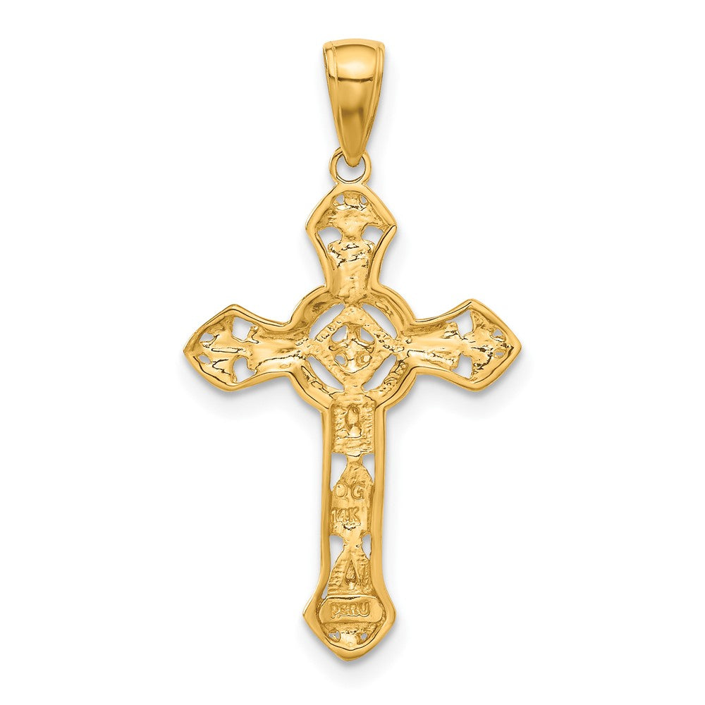 14K Gelbgold Kreuzanhänger, ausgefallenes Design