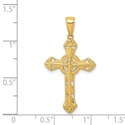14K Gelbgold Kreuzanhänger, ausgefallenes Design