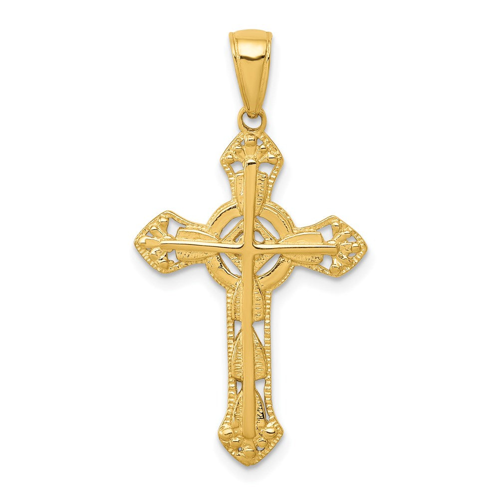 14K Gelbgold Kreuzanhänger, ausgefallenes Design