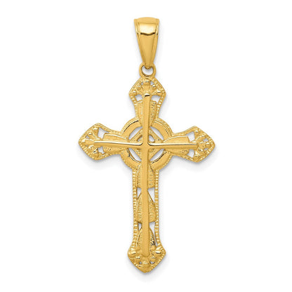 14K Gelbgold Kreuzanhänger, ausgefallenes Design