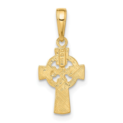 14K Gelbgold Keltisch Kreuz mit Memoire Kreis Anhänger