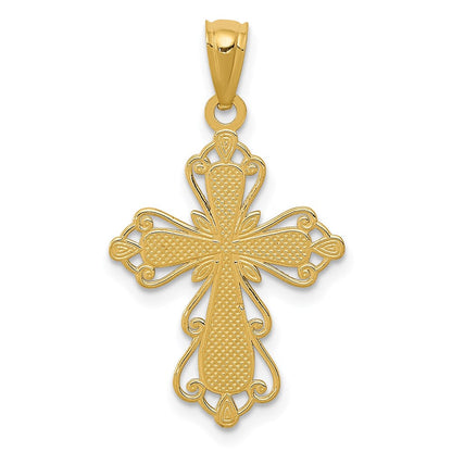 14K Gelb & Rhodium mit Rhodium Diamantiert Kreuz Anhänger