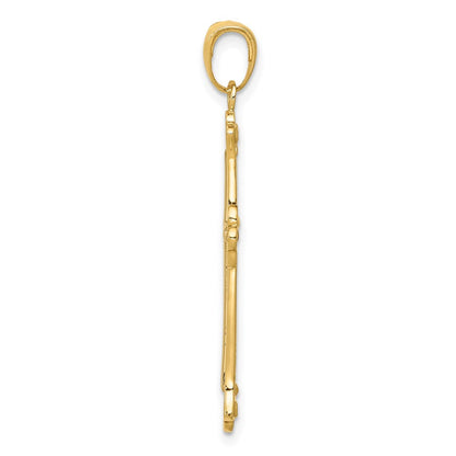 14K Gelb- & Rhodiumgold mit rhodiniertem Knospenkreuz-Rahmenanhänger in Gelb