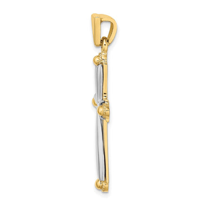 14K Bicolor-Gold Massiv Fashion-Kreuz-Charm
