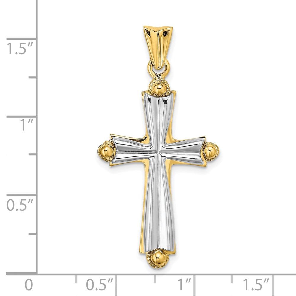 14K Bicolor-Gold Massiv Fashion-Kreuz-Charm