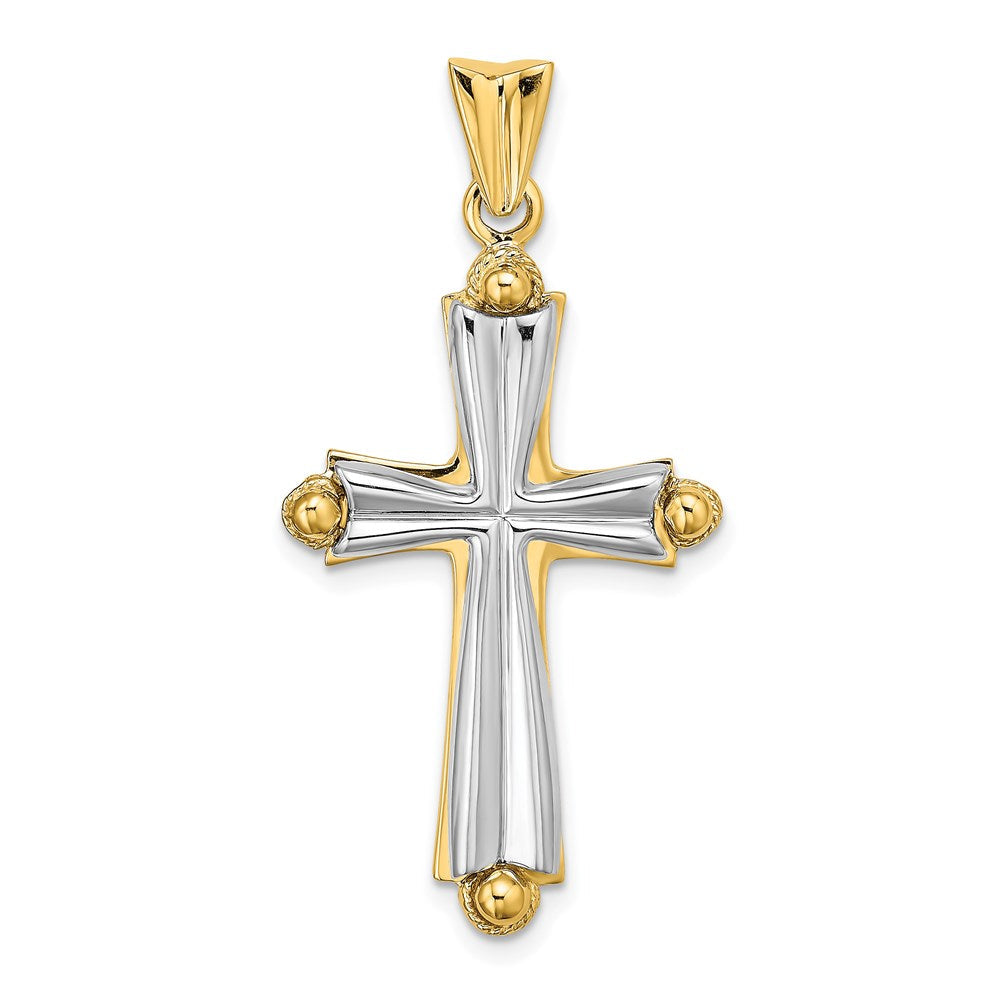 14K Bicolor-Gold Massiv Fashion-Kreuz-Charm