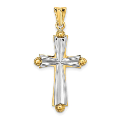 14K Bicolor-Gold Massiv Fashion-Kreuz-Charm