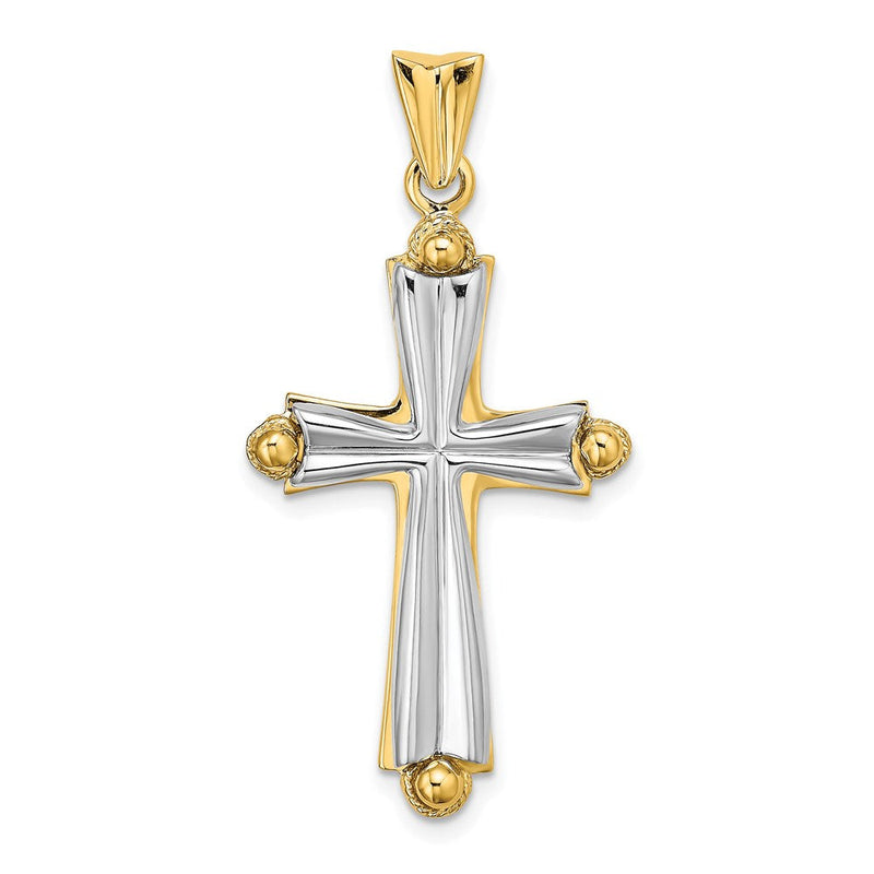 14K Bicolor-Gold Massiv Fashion-Kreuz-Charm