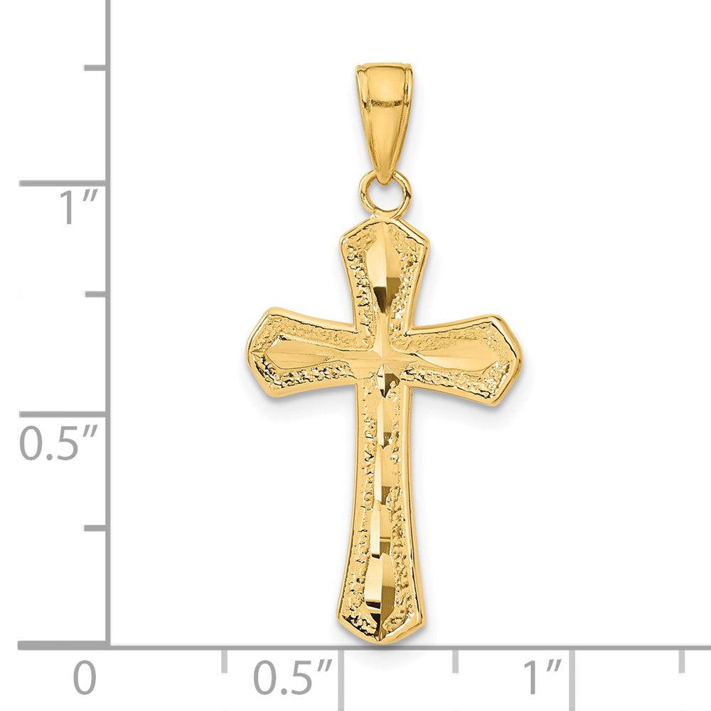 14K Gelbgold Kreuzanhänger mit diamantgeschliffenen, abgeschrägten Kanten