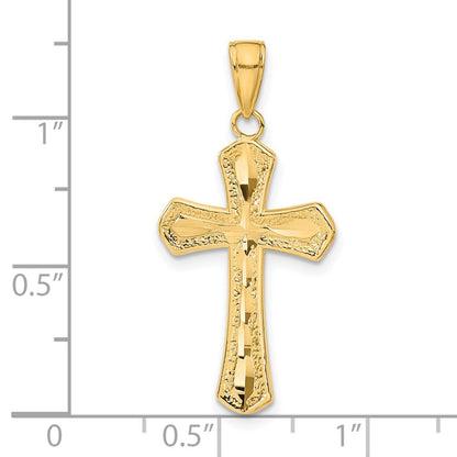 14K Gelbgold Kreuzanhänger mit diamantgeschliffenen, abgeschrägten Kanten