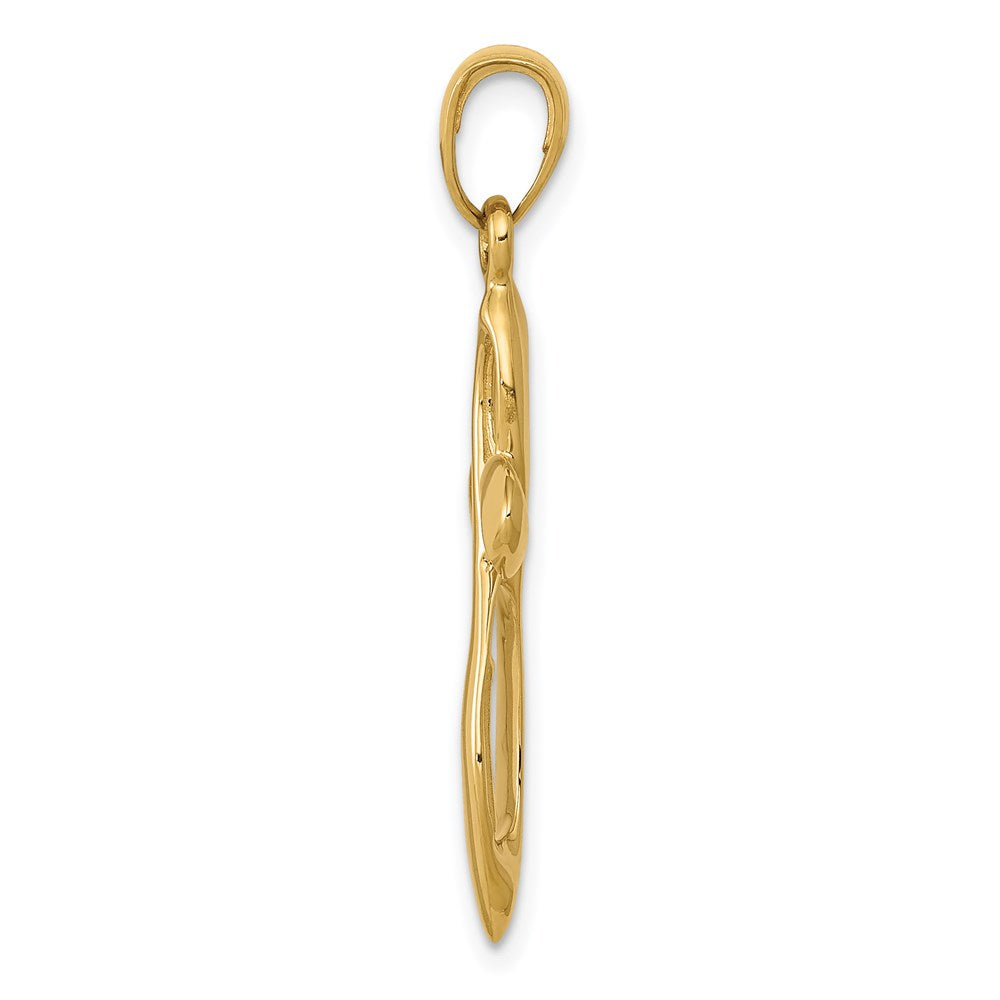 14K Gelbgold Polierter Kreuz-Anhänger mit Achterschleife und Satinfinish