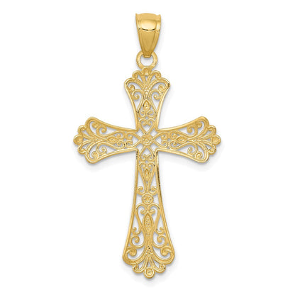 14K Gelb & Rhodium mit Rhodium Diamantiert Kreuz Anhänger