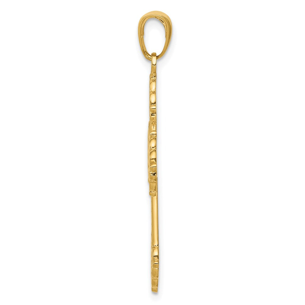 14K Gelbgold Kreuzanhänger mit filigranem Knospendesign