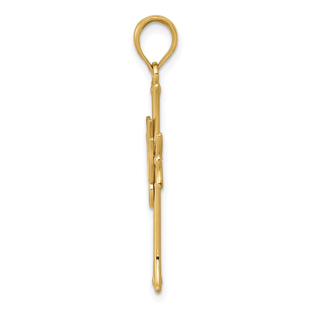 14K Gelbgold Anhänger Taube auf Kreuz