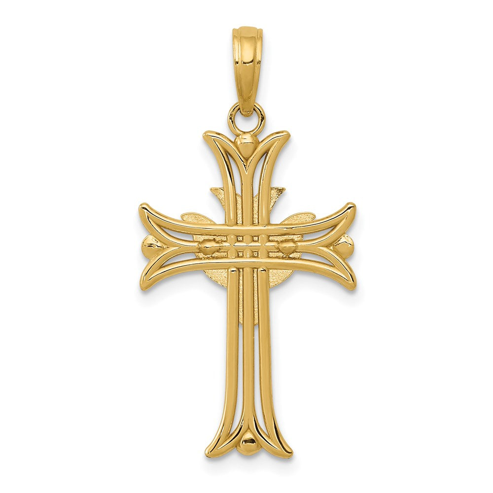 14K Gelbgold Anhänger Taube auf Kreuz