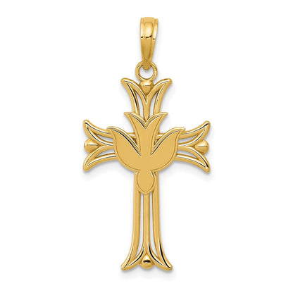 14K Gelbgold Anhänger Taube auf Kreuz