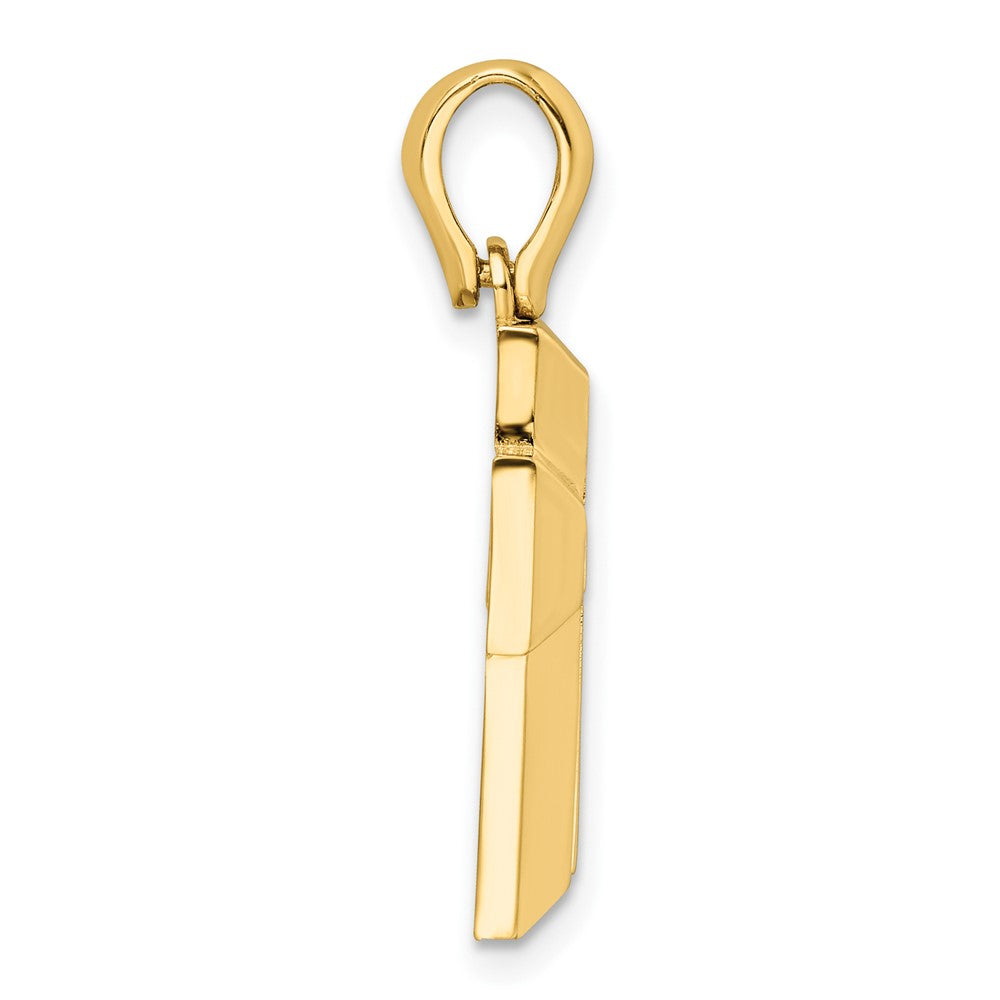 14K Bicolor Gold Kreuz-Anhänger mit offener Rückseite und gelben Kanten