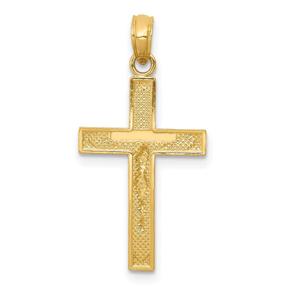 14K Gelbgold Abgeschrägt Tipped Kruzifix Anhänger