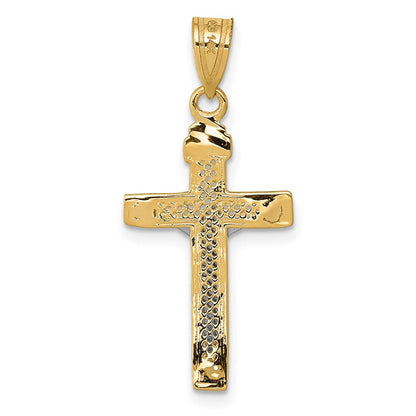 14K Bicolor Diamantiert Lattice Kreuz mit Kruzifix Anhänger