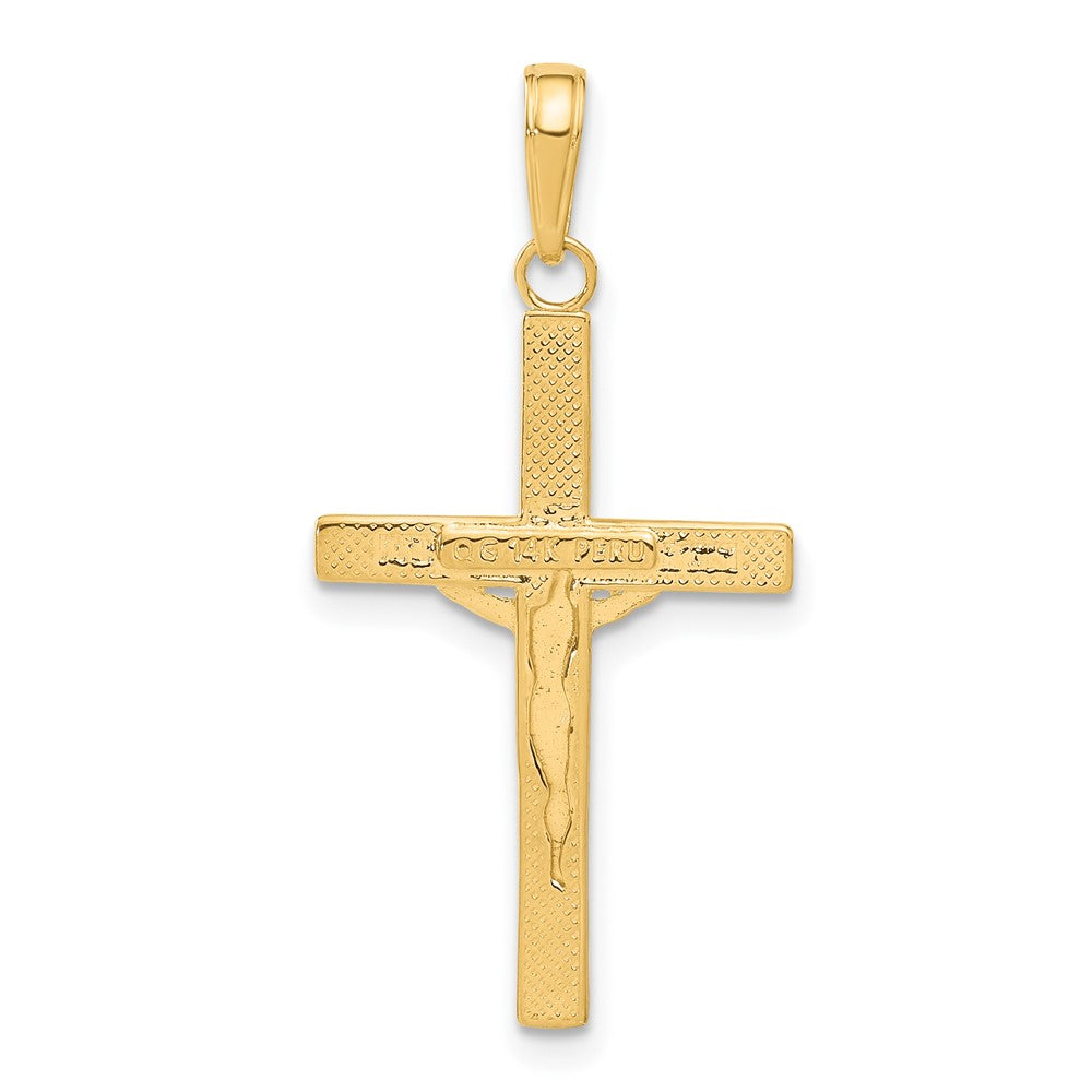 14K Gelbgold Diamantiert Fantasie Tipped Kruzifix Anhänger