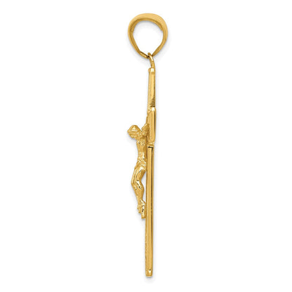 14K Gelbgold Kruzifix-Anhänger mit lateinischem Kreuz, strukturiert