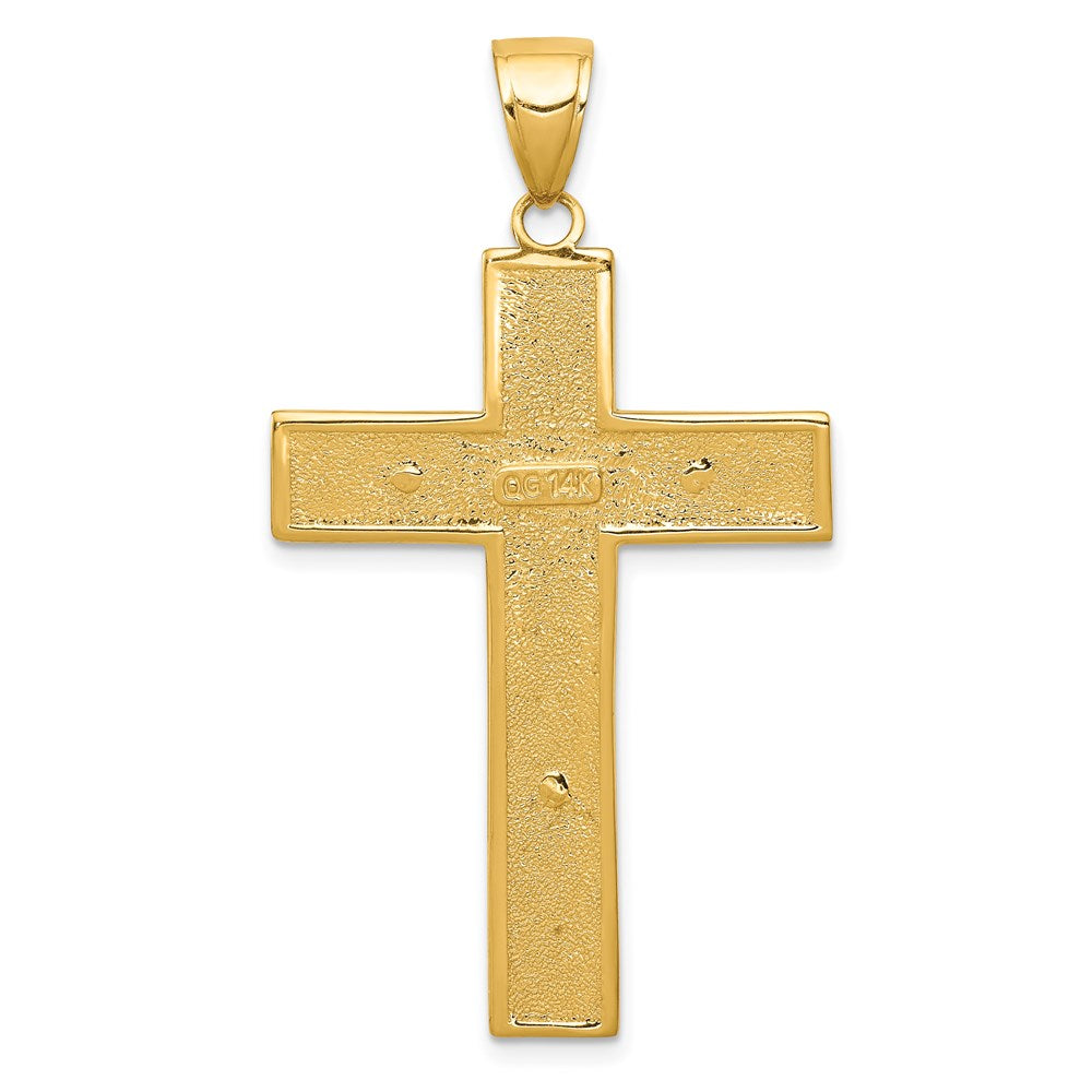 14K Gelbgold Kruzifix-Anhänger mit lateinischem Kreuz, strukturiert