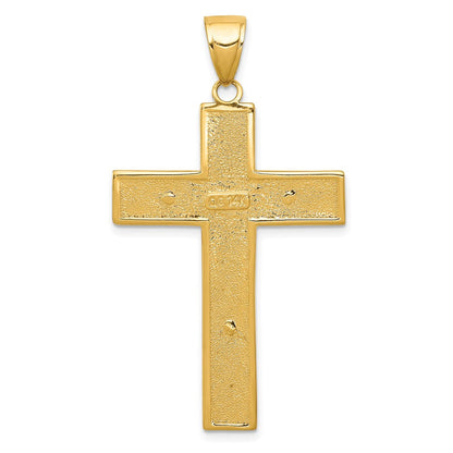 14K Gelbgold Kruzifix-Anhänger mit lateinischem Kreuz, strukturiert
