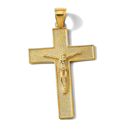 14K Gelbgold Kruzifix-Anhänger mit lateinischem Kreuz, strukturiert