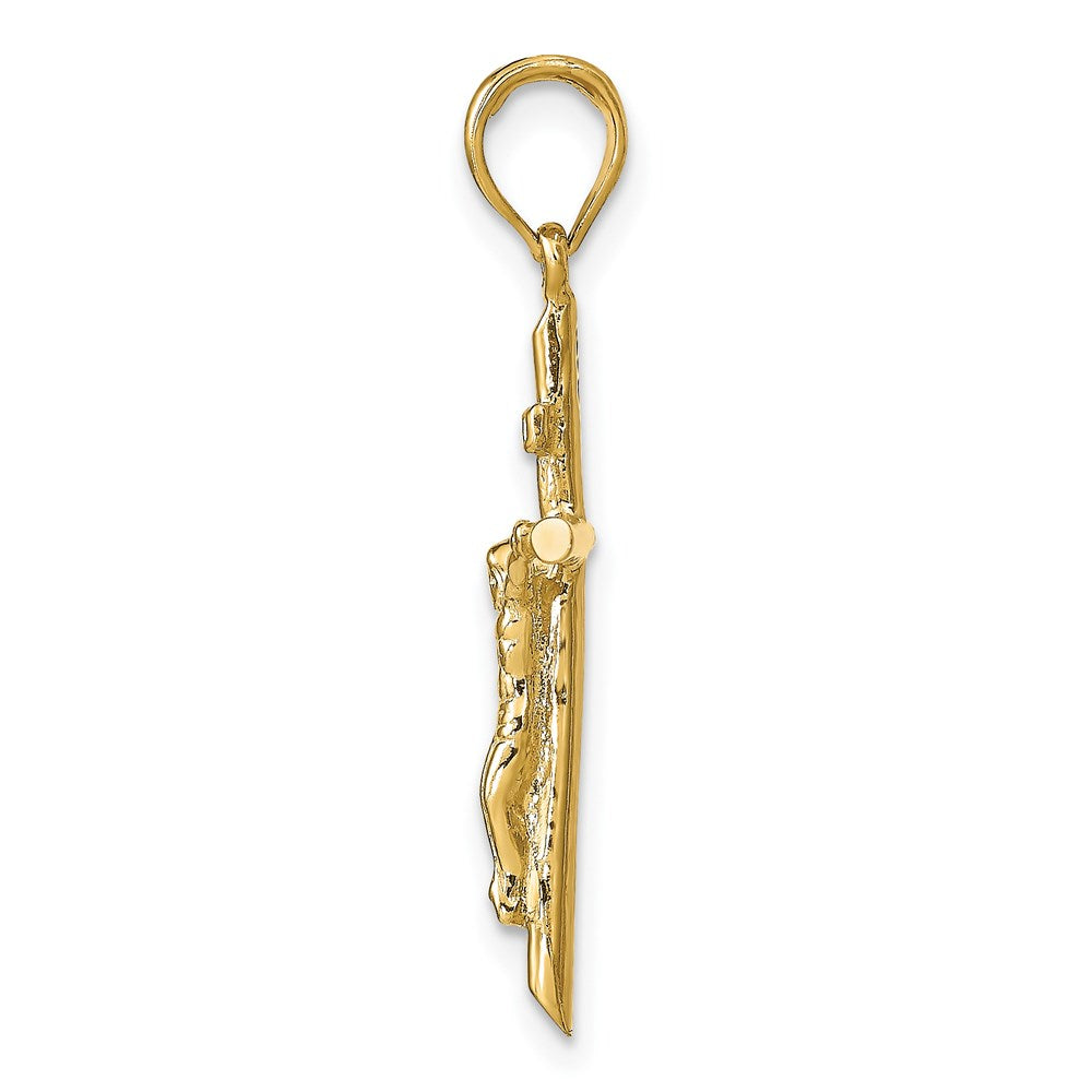 14K Gelbgold Kruzifix-Anhänger im Stab-Stil