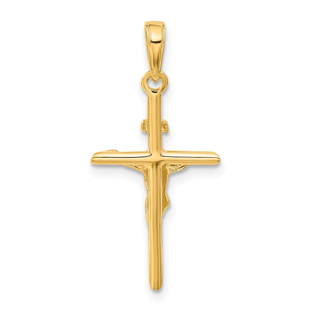 14K Gelbgold Kruzifix-Anhänger im Stab-Stil