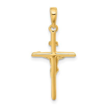 14K Gelbgold Kruzifix-Anhänger im Stab-Stil