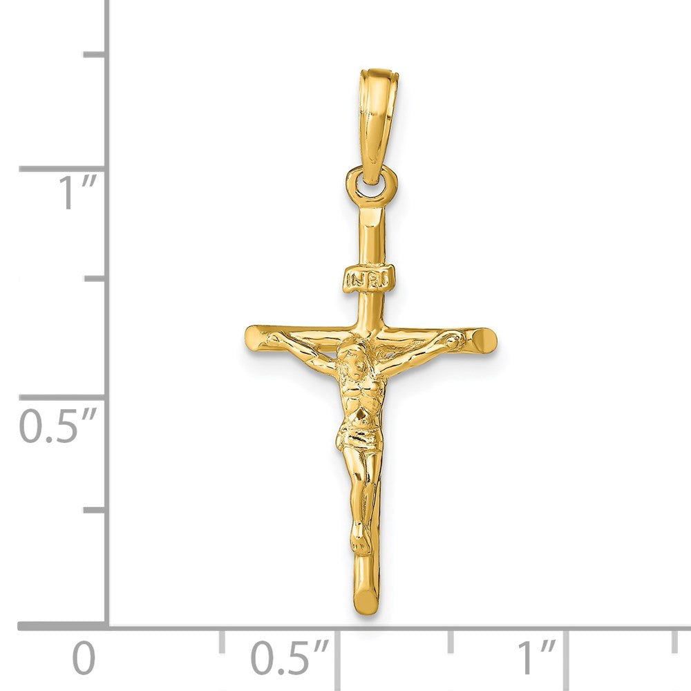 14K Gelbgold Kruzifix-Anhänger im Stab-Stil