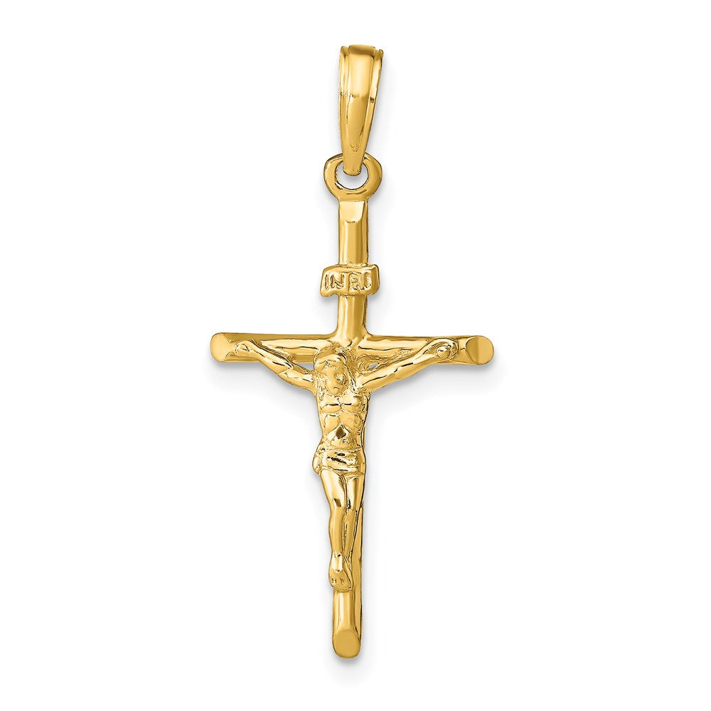 14K Gelbgold Kruzifix-Anhänger im Stab-Stil