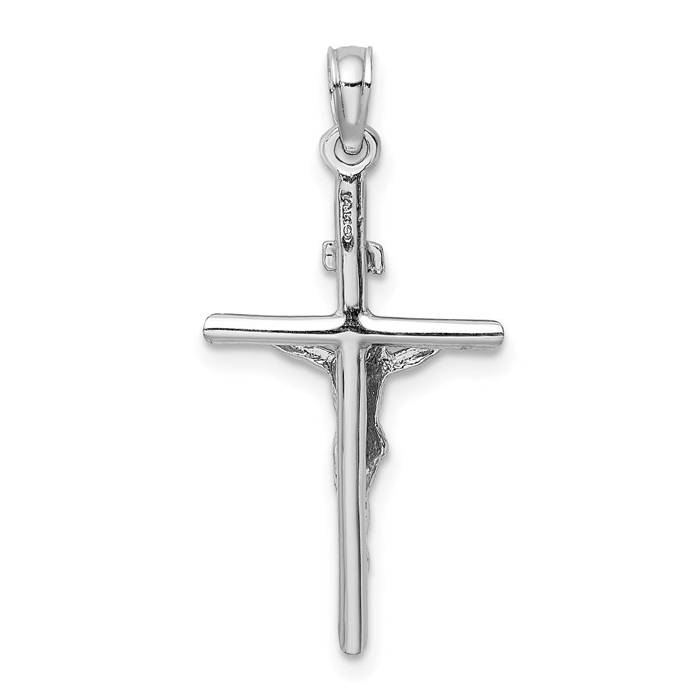 14K Weißgold Stick Style Kruzifix Anhänger
