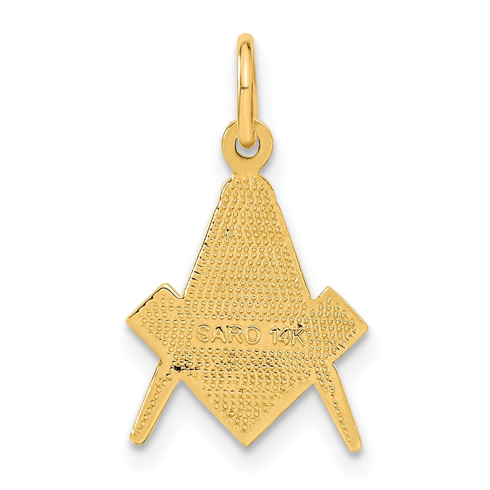 14K Gelbgold Poliert und Strukturiert Freimaurer Symbol Charm