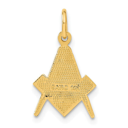 14K Gelbgold Poliert und Strukturiert Freimaurer Symbol Charm
