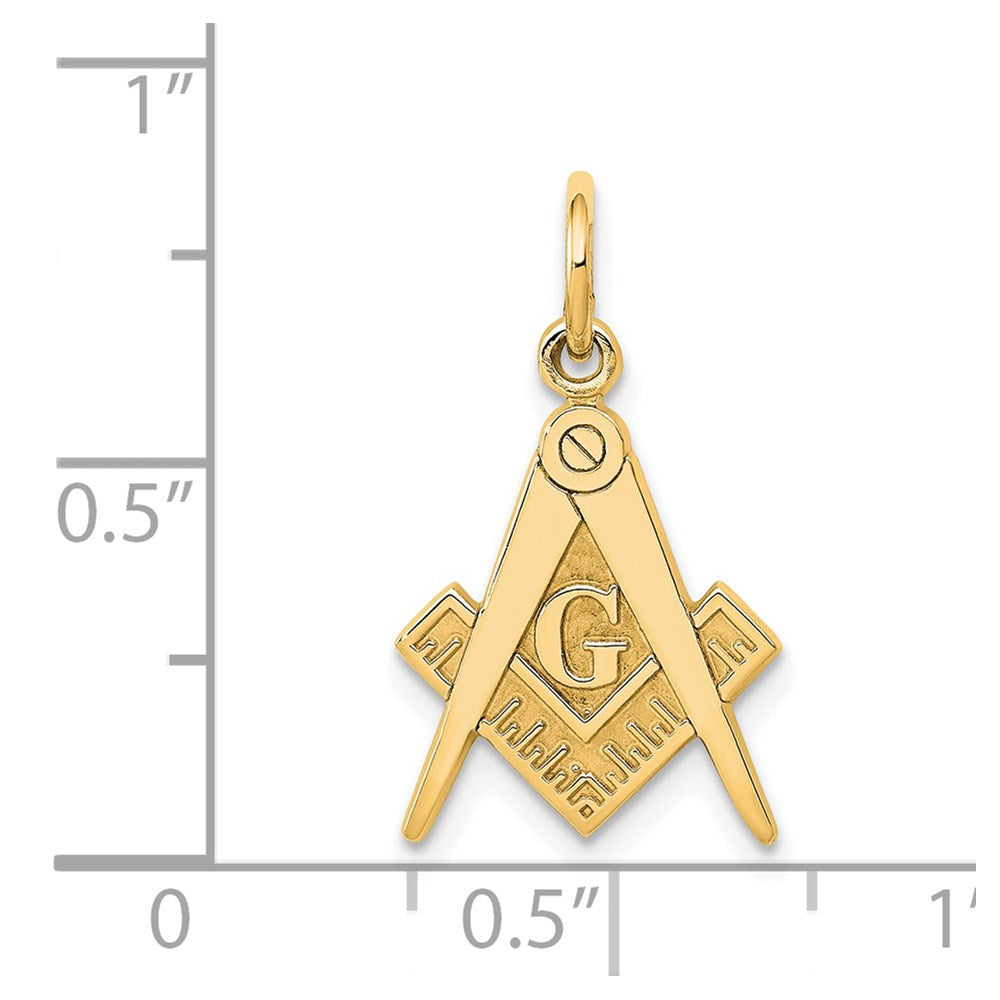 14K Gelbgold Poliert und Strukturiert Freimaurer Symbol Charm
