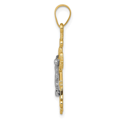 14K Bicolor Klein Lacy-edge Inri Kruzifix Anhänger