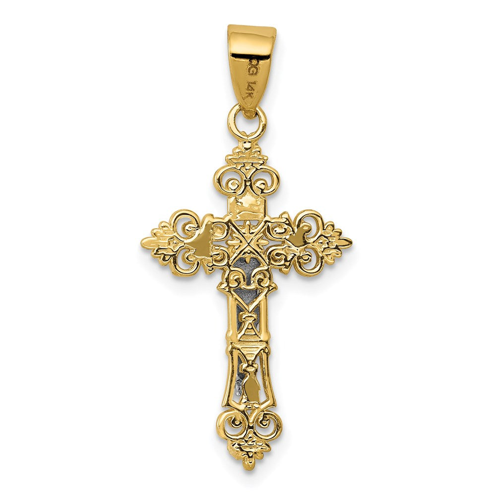 14K Bicolor Klein Lacy-edge Inri Kruzifix Anhänger