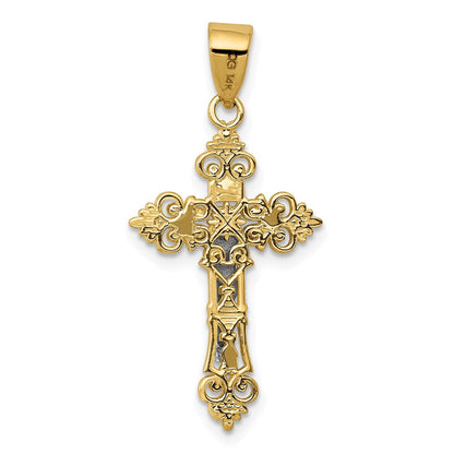 14K Bicolor Klein Lacy-edge Inri Kruzifix Anhänger