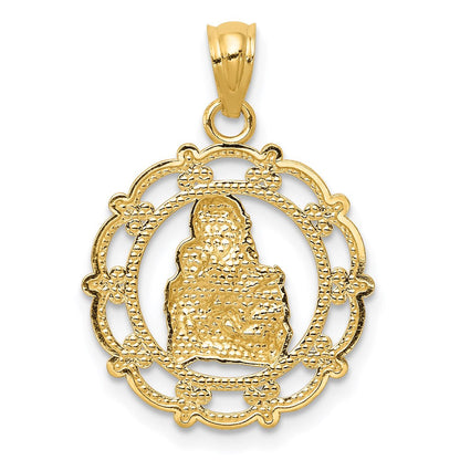 14K Gelb & Rhodium mit Rhodium Mutter Holding Baby Anhänger